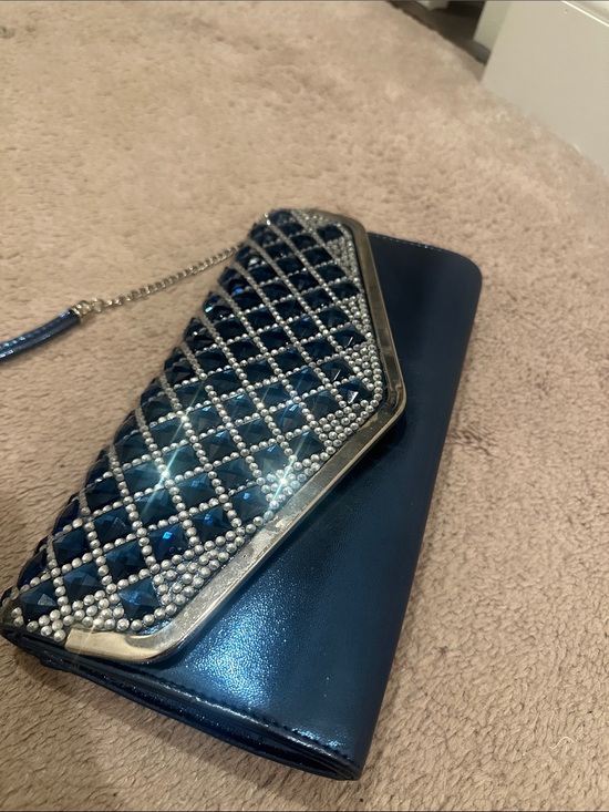 Handbags - Blue Crystal Embellished Women’s Clutch